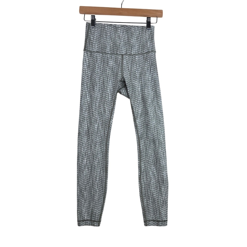 Lululemon Wunder Under Hi Rise Arrow Jacquard Leggings size 4 Green/White